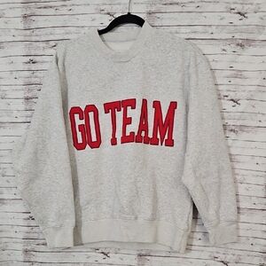 Abercrombie & Fitch Gray Crewneck Sweater with Red Lettering